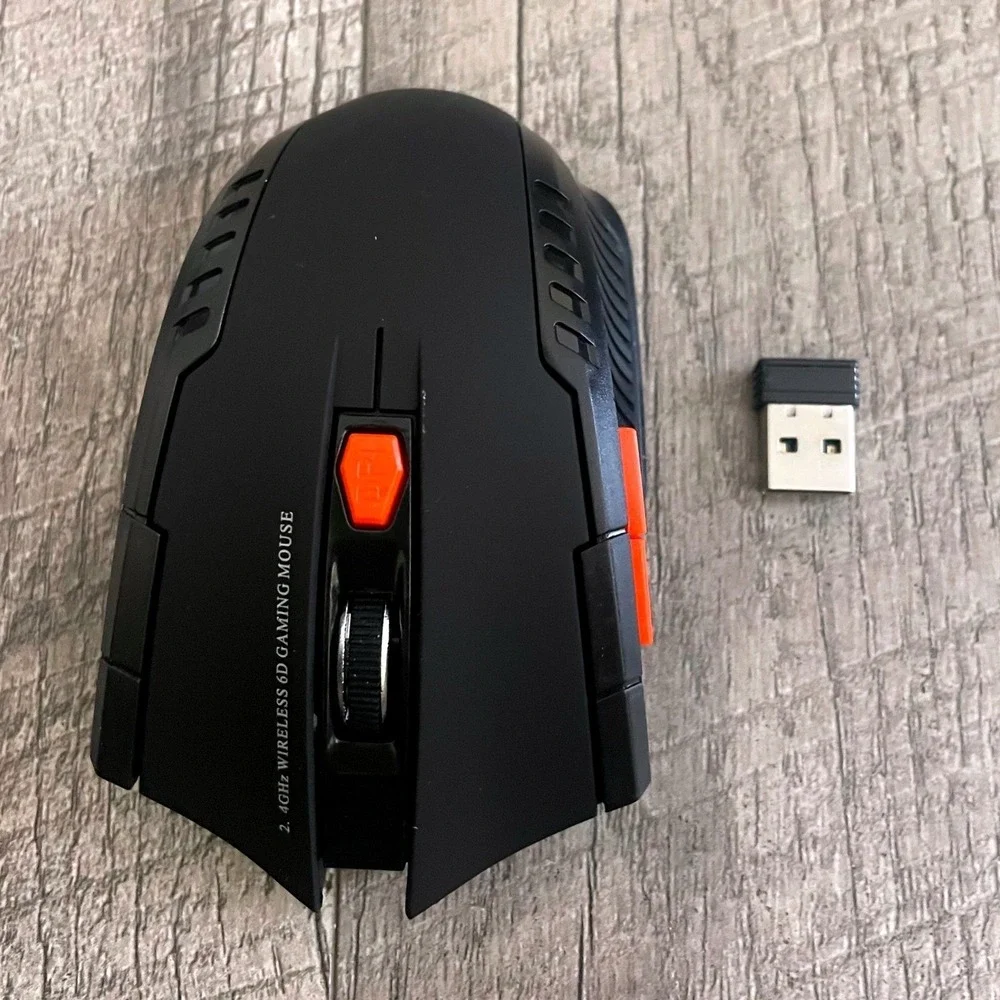 2.4GHz Wireless 6D Gaming Mouse Black Orange with USB Nano Receiver - Picture 2 of 8